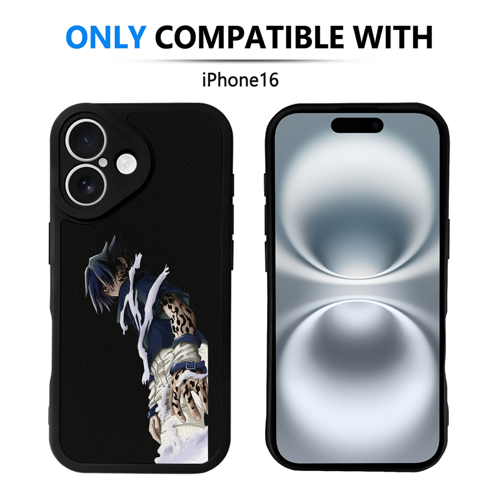 （画像用） NARUTO -ナルト- うちは サスケ Uchiha Sasuke 【iPhone 16シリーズ対応】シリコンスマホケース（レザー調） 材質：シリコン